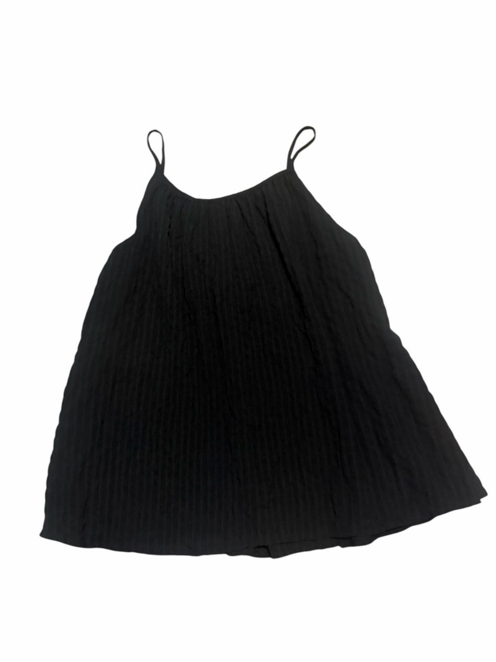 Cute Black Pleated Spaghetti Strap Top